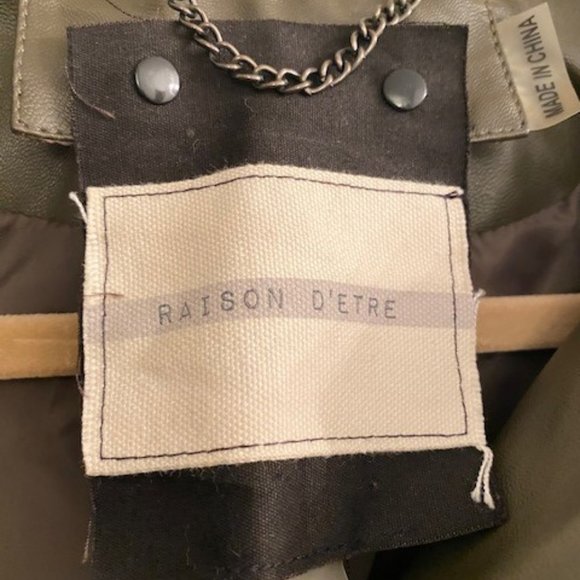 Raison D'etre Faux Leather Jacket, Olive Green - Picture 6 of 7